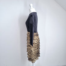 Load image into Gallery viewer, Moschino Cheap &amp; Chic Dress 100% Silk Leopard Print Ruffle Cocktail Shift UK 8
