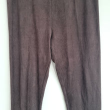 Load image into Gallery viewer, M&amp;S Faux Suede Leggings UK 16 Regular Brown Pull On Stretch Trousers High Rise
