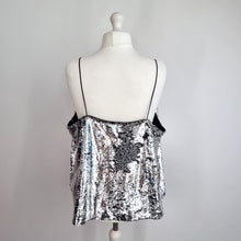 Load image into Gallery viewer, Very Sequin Camisole Top UK 24 Silver Lined Strappy Vest Party Plus Size Xmas
