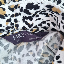 Load image into Gallery viewer, M&amp;S Tea Dress Leopard Print UK 14 Peter Pan Collar Viscose Smock Animal Skater
