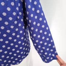Load image into Gallery viewer, Mudd &amp; Water Shell Print Blouse UK 10 Blue Button Front Long Sleeve Top Tencel
