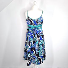 Load image into Gallery viewer, Monsoon Dress Silk Blend Occasion Cocktail Blue Strappy Lined Floral Print 18
