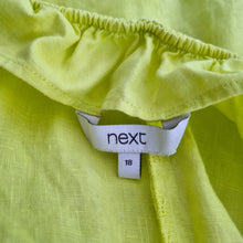 Load image into Gallery viewer, Next 100% Linen Dress UK 18 Neon Lime Yellow Smock Pockets Casual Short Sleeves
