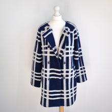 Load image into Gallery viewer, Clements Ribeiro Coat Checked Wool Blend Blue Bold Plaid Pockets Tartan 16 XL
