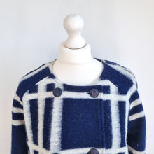 Load image into Gallery viewer, Clements Ribeiro Coat Checked Wool Blend Blue Bold Plaid Pockets Tartan 16 XL
