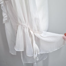 Load image into Gallery viewer, Zara Lavaliere White Blouse XS Sheer Oversized Bow Tunic Chiffon Steampunk
