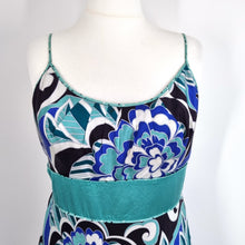 Load image into Gallery viewer, Monsoon Dress Silk Blend Occasion Cocktail Blue Strappy Lined Floral Print 18
