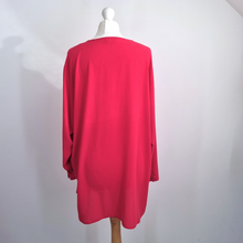 Load image into Gallery viewer, Vintage Jaeger Tunic Top UK 12 14 Berry Red Blouse Button Down Long Sleeves 80s
