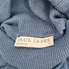 Load image into Gallery viewer, Paul James Cotton Roll Neck Jumper Women’s Small Blue Turtleneck Fine Knit
