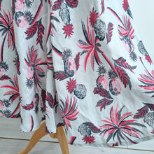 Load image into Gallery viewer, Brora Midi Skirt Pineapple 100% Linen A Line Flare Print Tropical Grey Summer 14
