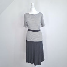 Load image into Gallery viewer, L. K. Bennett Dress Striped Belted Jersey Midi Dr Emile Navy White Work UK 8
