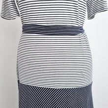 Load image into Gallery viewer, L. K. Bennett Dress Striped Belted Jersey Midi Dr Emile Navy White Work UK 8
