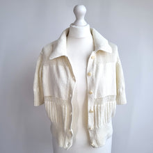 Load image into Gallery viewer, COS Cream Cardigan Short Sleeves 100% Cotton Blouse Summer Knit Buttons Large
