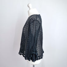 Load image into Gallery viewer, Made in Italy Blouse Lace 100% Cotton Black One Size Flare Sleeves Top Boho Goth
