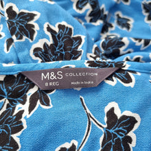 Load image into Gallery viewer, Marks &amp; Spencer Midi Dress Blue UK 8 Floral Print 100% Viscose Casual Work
