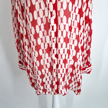 Load image into Gallery viewer, Zara Oversized Chiffon Shirt XS S Red White Polka Dot Tunic Blouse Retro Print
