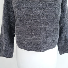 Load image into Gallery viewer, COS Cropped Top Tweed Dark Grey Blouse Long Sleeves Work Office Boxy Chic UK 6
