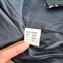 Load image into Gallery viewer, Capsule Tweed Biker Jacket UK 10 12 Faux Leather Boucle Wool Blue NEW T4 Work
