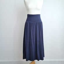 Load image into Gallery viewer, John Lewis Navy Jersey Midi Skirt UK 10 Blue Elastic Waist Stretch Soft A Line
