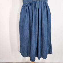 Load image into Gallery viewer, Monsoon Denim Midi Dress Chambray A Line Casual Short Sleeves Pockets Medium
