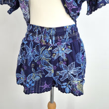 Load image into Gallery viewer, White Stuff Co-ord Set Shorts Top Blue Floral Cotton Summer Scalloped Medium
