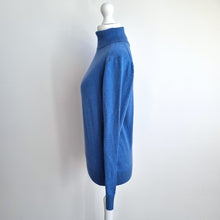 Load image into Gallery viewer, Paul James Cotton Roll Neck Jumper Women’s Small Blue Turtleneck Fine Knit
