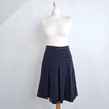 Load image into Gallery viewer, Max Mara Skirt Pleated 100% Silk Navy Blue A Line Floral Print Lined Work 10 12
