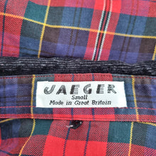 Load image into Gallery viewer, Vintage Jaeger Shirt Checked Plaid Red Cotton Wool Corduroy Collar Small 10 12
