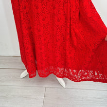 Load image into Gallery viewer, Joanna Hope Lace Dress Red UK 20 Maxi Lined Christmas Party Floral Short Sleeves
