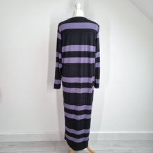 Load image into Gallery viewer, ASOS Design Maxi Dress UK 12 Black Purple Striped Long Sleeves T-shirt Grunge
