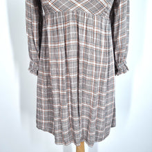 Load image into Gallery viewer, Dizzy Lizzy Smock Top Medium Tartan Check Babydoll Blouse Peasant Plaid Cotton
