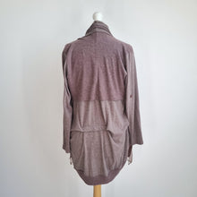 Load image into Gallery viewer, Lily J Waterfall Cardigan Brown Tulle Detail Jersey Cotton Blend Casual S M
