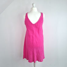 Load image into Gallery viewer, 100% Linen Dress Hot Pink Made in Italy Slip Skater Sleeveless Casual One Size
