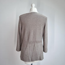 Load image into Gallery viewer, M&amp;S Per Una Cardigan Medium Metallic Gold Made in Italy Peplum Buttons Knit
