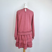 Load image into Gallery viewer, Next Sweatshirt Dress Broderie Anglaise Medium Skirt Faded Pink 100% Cotton

