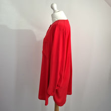 Load image into Gallery viewer, Vintage Jaeger Tunic Top UK 12 14 Berry Red Blouse Button Down Long Sleeves 80s
