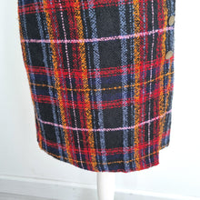 Load image into Gallery viewer, Monsoon Tartan Mini Skirt UK 14 Check Button Faux Wrap Asymmetric Tweed Lined
