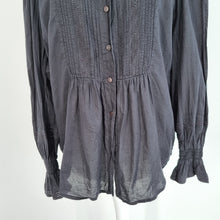 Load image into Gallery viewer, ME+EM Blouse Black Lace Detail Mock Neck Victoriana Long Sleeves Gothic Cotton 8
