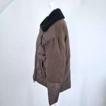 Load image into Gallery viewer, All Saints Puffer Jacket Elita Biker Puffa Women&#39;s Coat Brown Quilted Zips Small
