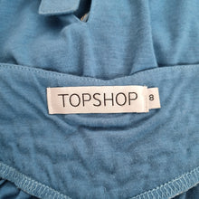 Load image into Gallery viewer, Vintage Topshop Y2K Top Halterneck Beaded Sequins Blue Jersey Backless Cowl 8
