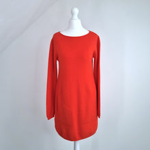 Load image into Gallery viewer, Jumper Dress Orange Tunic Knitted Mini Pockets Bright Shift Sweater Small Medium
