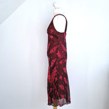 Load image into Gallery viewer, Monsoon Dress Velvet Devore Silk Y2K Slip Occasion Wedding Guest Burgundy 14
