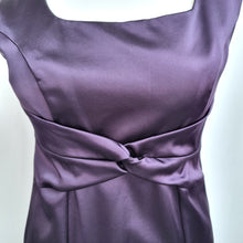 Load image into Gallery viewer, Laura Ashley Satin Dress UK 16 Purple Wiggle Occasion Cocktail Midi Shift Party
