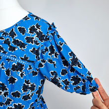 Load image into Gallery viewer, Marks &amp; Spencer Midi Dress Blue UK 8 Floral Print 100% Viscose Casual Work
