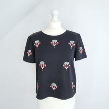 Load image into Gallery viewer, Miss Selfridge Embellished Top Black Beaded Party Short Sleeves Blouse Size 14
