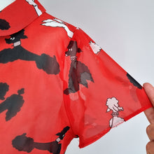 Load image into Gallery viewer, H by Henry Holland Blouse Poodles Dogs Red UK10 Knot Peter Pan Collar Top Shirt
