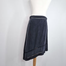 Load image into Gallery viewer, AllSaints Skirt 100% Silk Asymmetric Black Retro Vintage A Line Flared Medium
