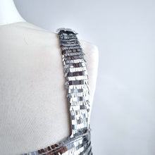 Load image into Gallery viewer, Zara Silver Sequin Top Crop Camisole Metallic Lined Party Festival Medium
