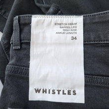 Load image into Gallery viewer, NEW Whistles Barrel Jeans Black High Rise Ankle Length Stretch Tapered W 34
