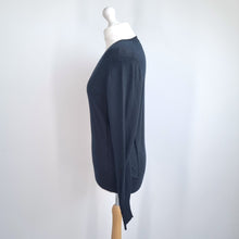 Load image into Gallery viewer, Marks &amp; Spencer Jumper 100% Fine Merino Wool V Neck Black Fitted Knit Large
